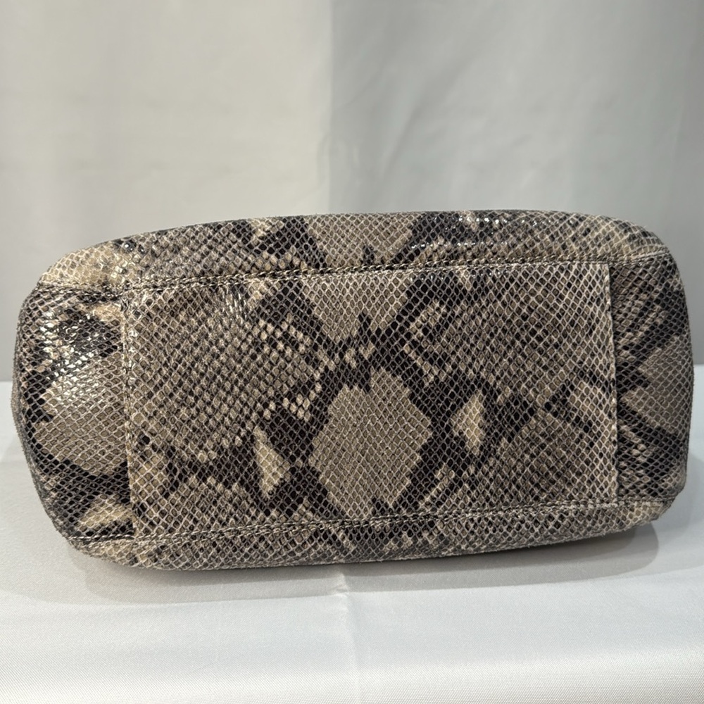 Michael Kors Lilly Chain Python Inspired Leather Jet Set Shoulder Bag-Dark Sand - Picture 7 of 10